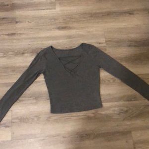 Grey long sleeve crop top